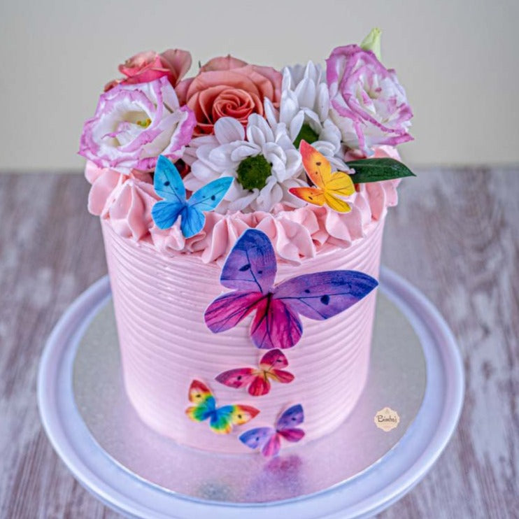 Tarta Layer Flores y Mariposas
