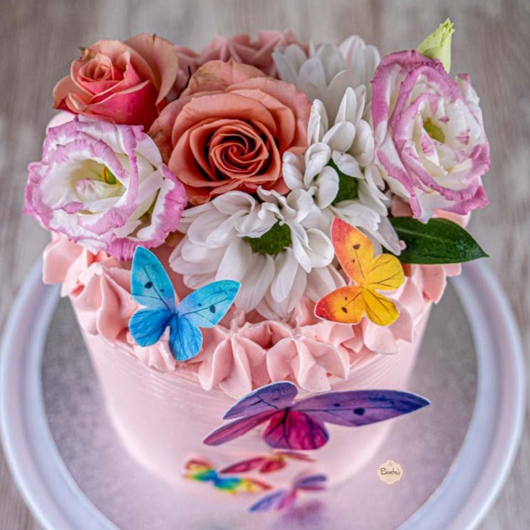 Tarta Layer Flores y Mariposas