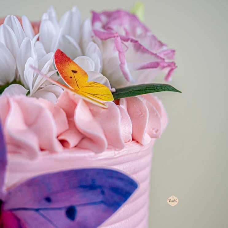 Tarta Layer Flores y Mariposas